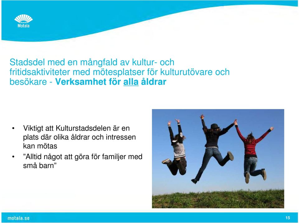 åldrar Viktigt att Kulturstadsdelen är en plats där olika åldrar