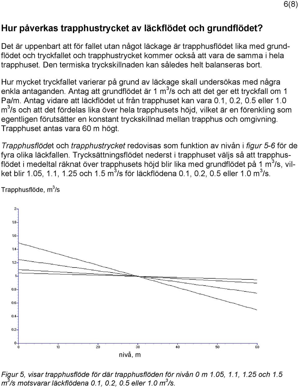 Den termiska tryckskillnaden kan således helt balanseras bort. Hur mycket tryckfallet varierar på grund av läckage skall undersökas med några enkla antaganden.