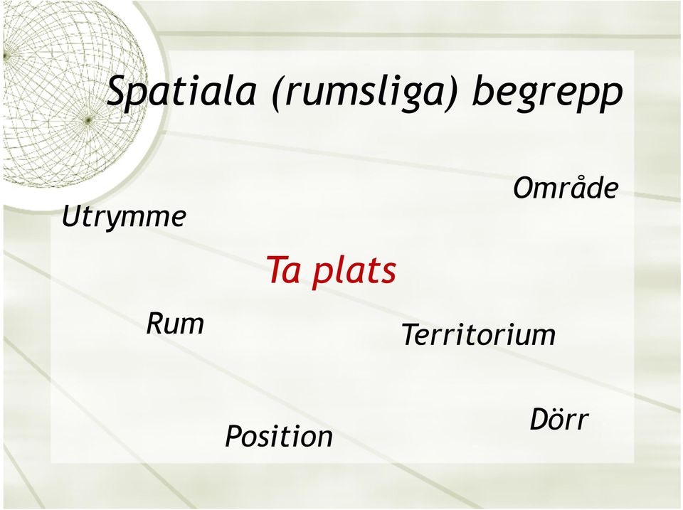 Område Ta plats Rum
