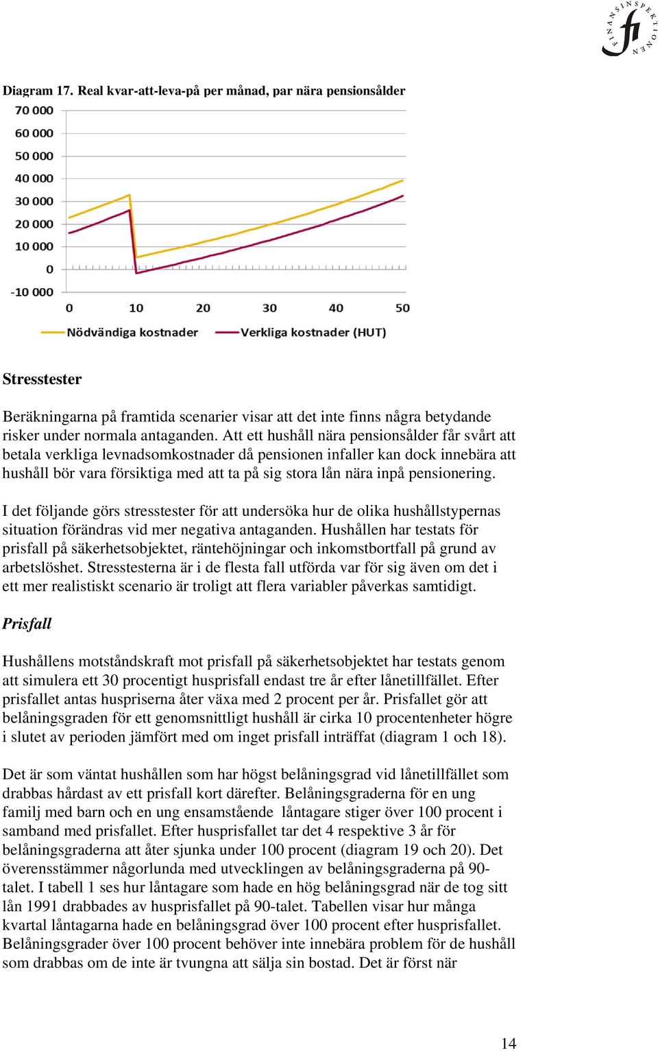 pensionering. I det följande görs stresstester för att undersöka hur de olika hushållstypernas situation förändras vid mer negativa antaganden.