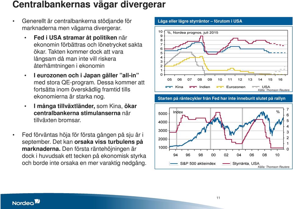 Dessa kommer att fortsätta inom överskådlig framtid tills ekonomierna är starka nog. I många tillväxtländer, som Kina, ökar centralbankerna stimulanserna när tillväxten bromsar.