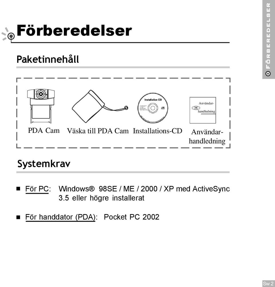 User Guide Systemkrav För PC: Windows 98SE / ME / 2000 / XP med