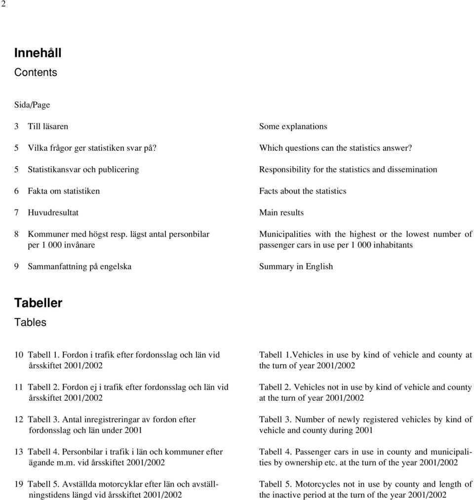 Responsibility for the statistics and dissemination Facts about the statistics Main results Municipalities with the highest or the lowest number of passenger cars in use per 1 000 inhabitants Summary