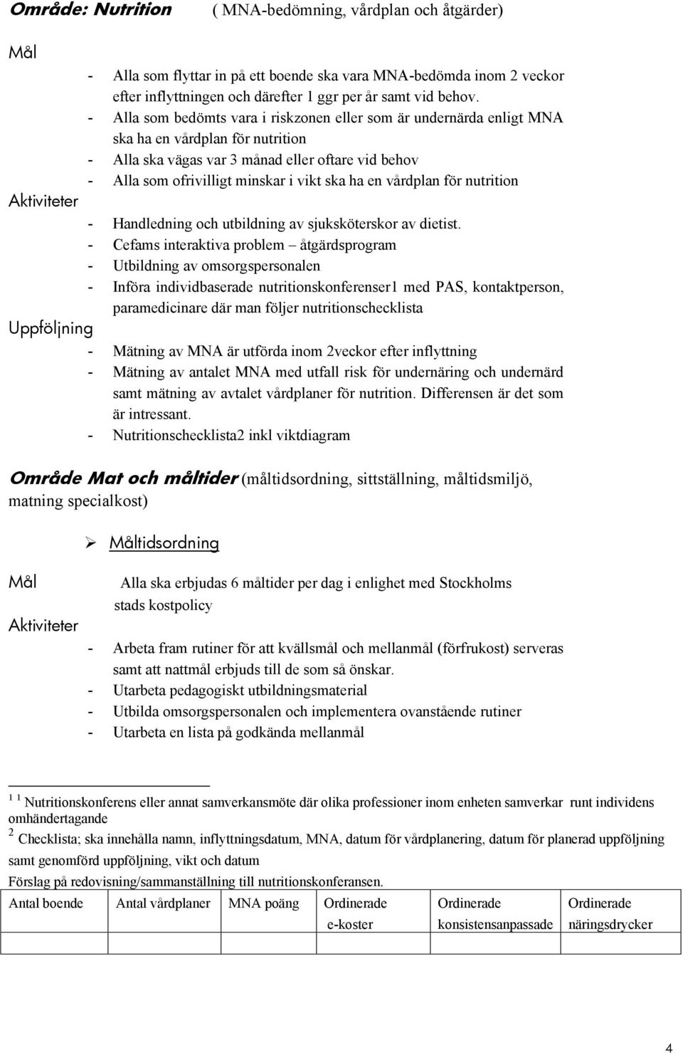 ha en vårdplan för nutrition - Handledning och utbildning av sjuksköterskor av dietist.