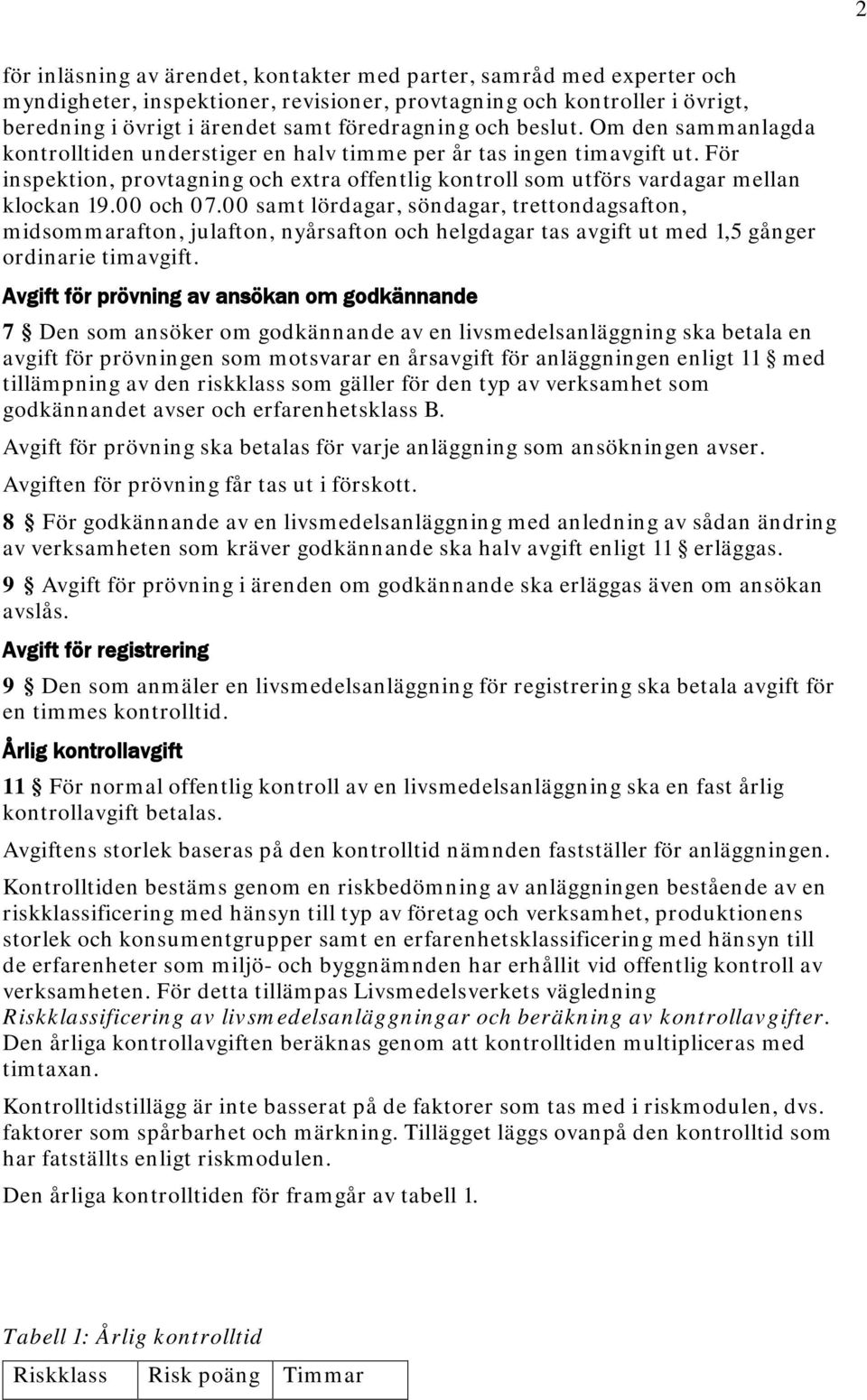 00 och 07.00 samt lördagar, söndagar, trettondagsafton, midsommarafton, julafton, nyårsafton och helgdagar tas avgift ut med 1,5 gånger ordinarie timavgift.