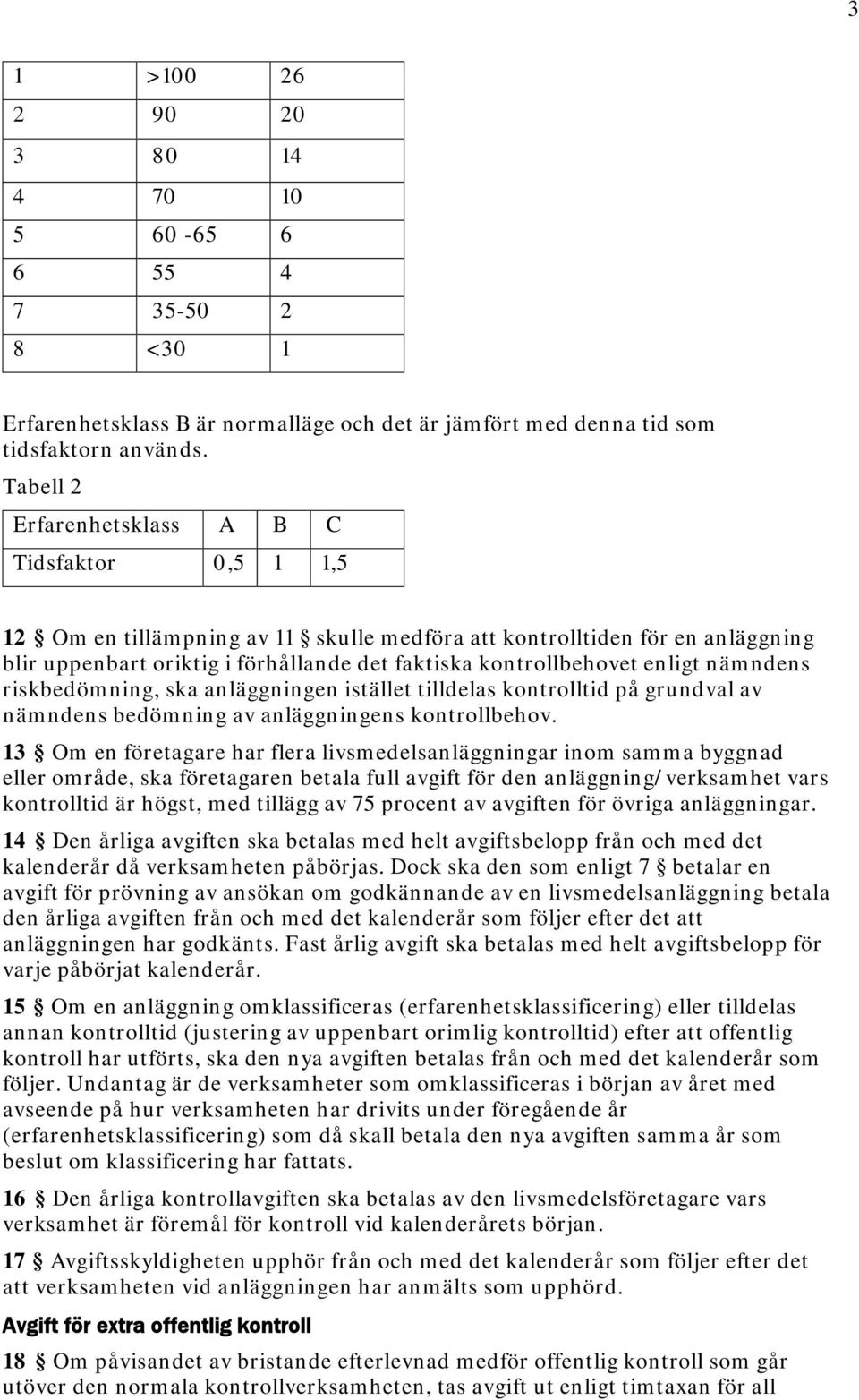 enligt nämndens riskbedömning, ska anläggningen istället tilldelas kontrolltid på grundval av nämndens bedömning av anläggningens kontrollbehov.