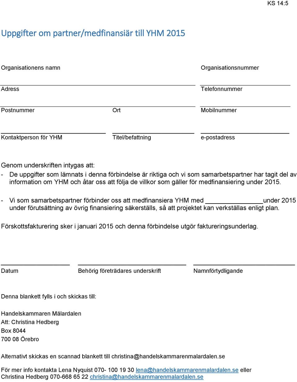 för medfinansiering under 2015.