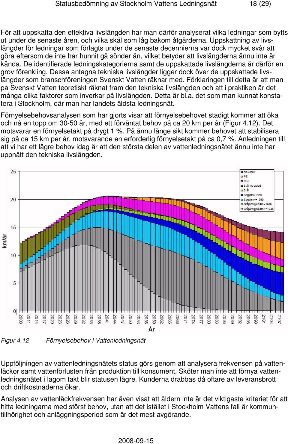 Uppskattning av livslängder för ledningar som förlagts under de senaste decennierna var dock mycket svår att göra eftersom de inte har hunnit gå sönder än, vilket betyder att livslängderna ännu inte