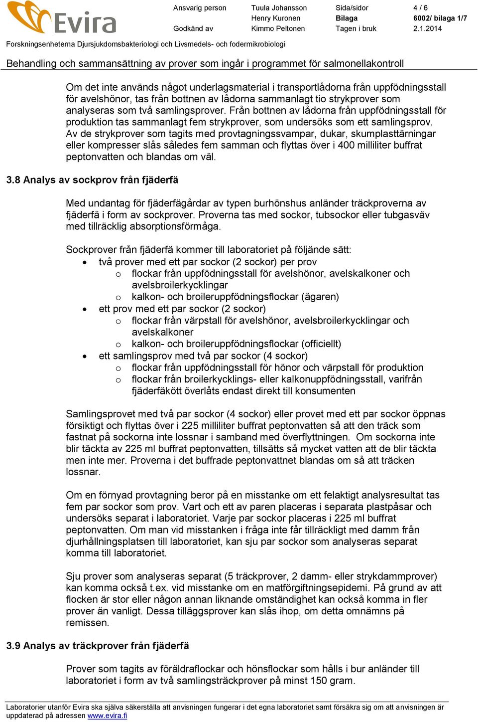 Behandling och sammansättning av prover som ingår i programmet för  salmonellakontroll - PDF Gratis nedladdning