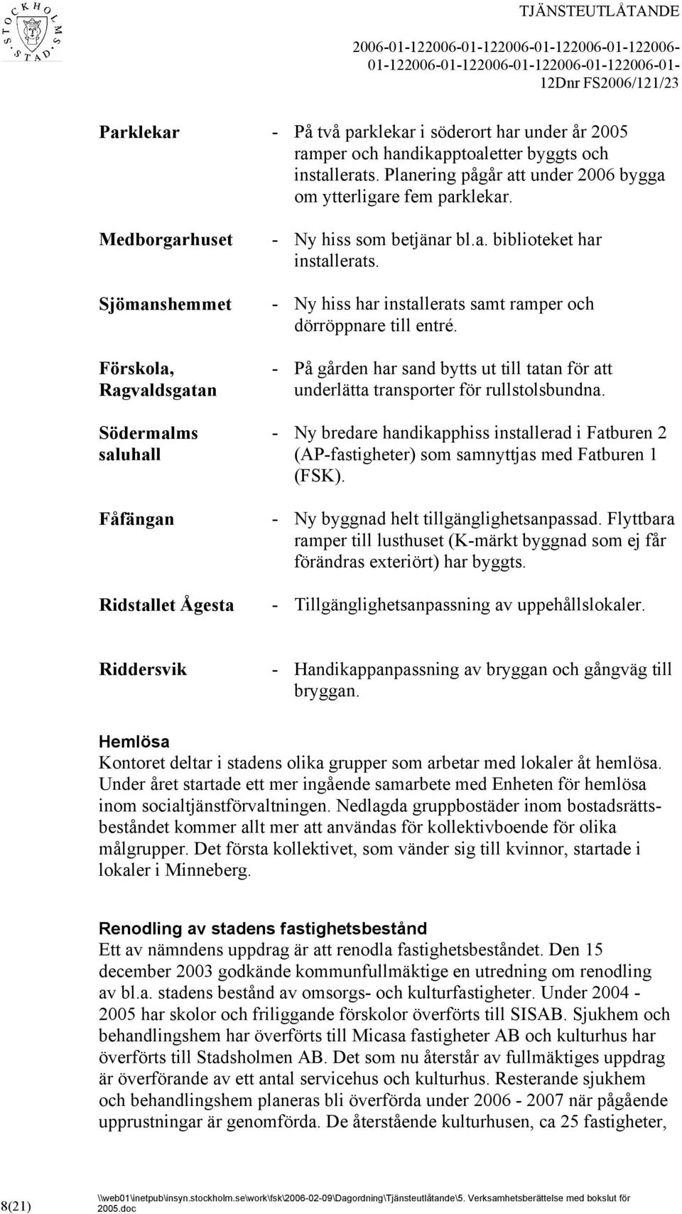 - Ny hiss har installerats samt ramper och dörröppnare till entré. - På gården har sand bytts ut till tatan för att underlätta transporter för rullstolsbundna.