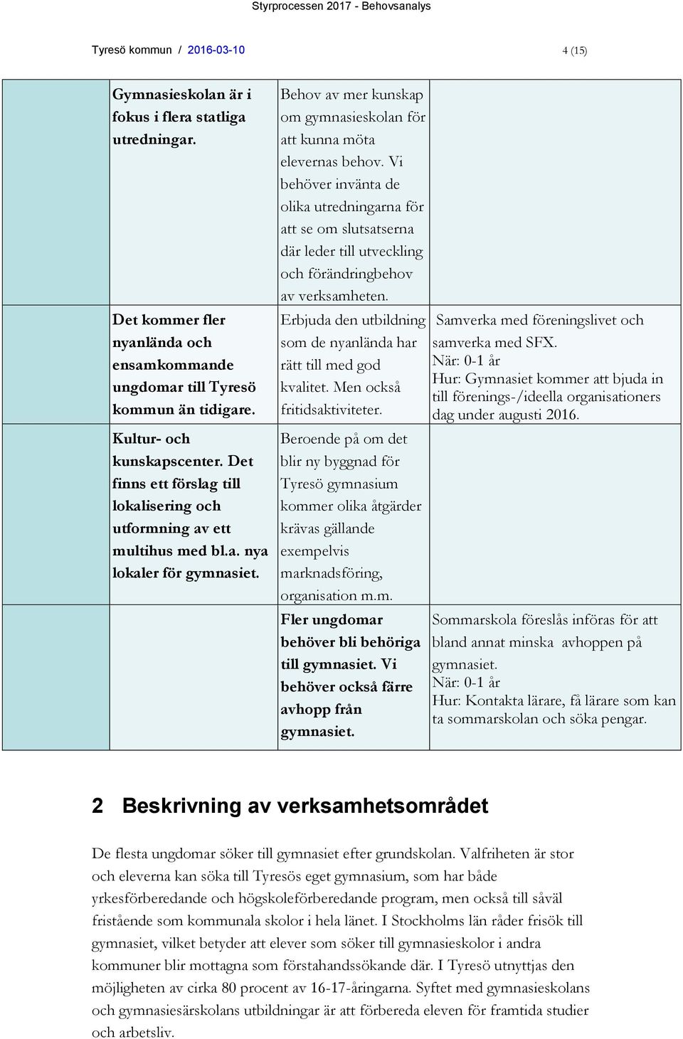 Behov av mer kunskap om gymnasieskolan för att kunna möta elevernas behov.