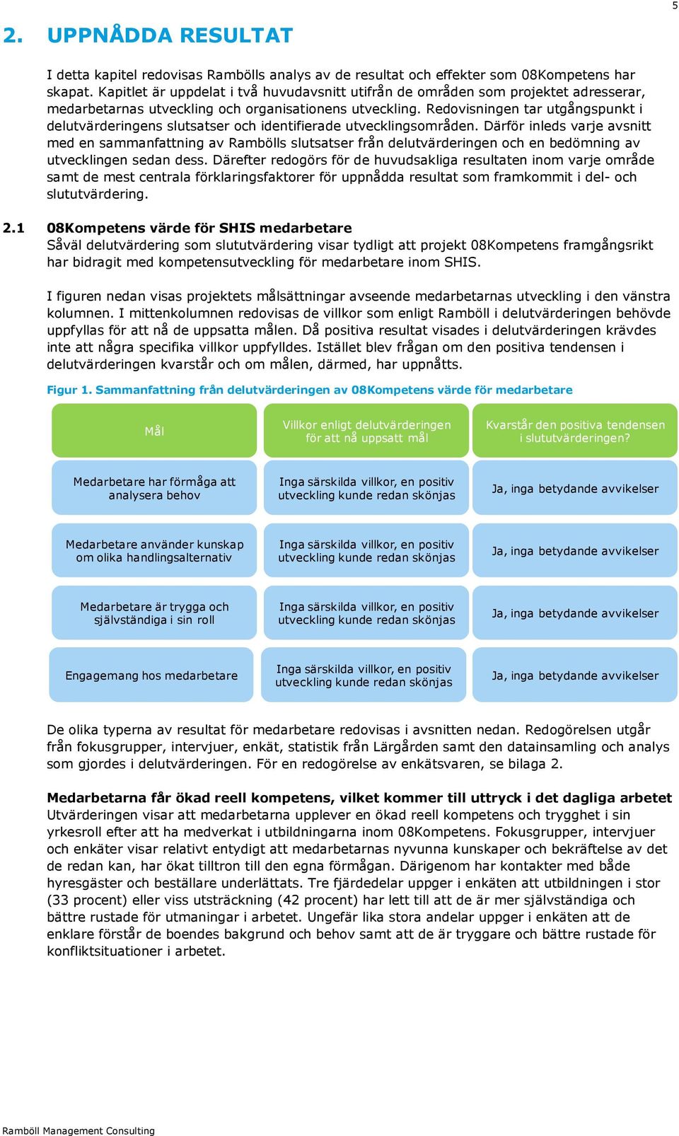 Redovisningen tar utgångspunkt i delutvärderingens slutsatser och identifierade utvecklingsområden.