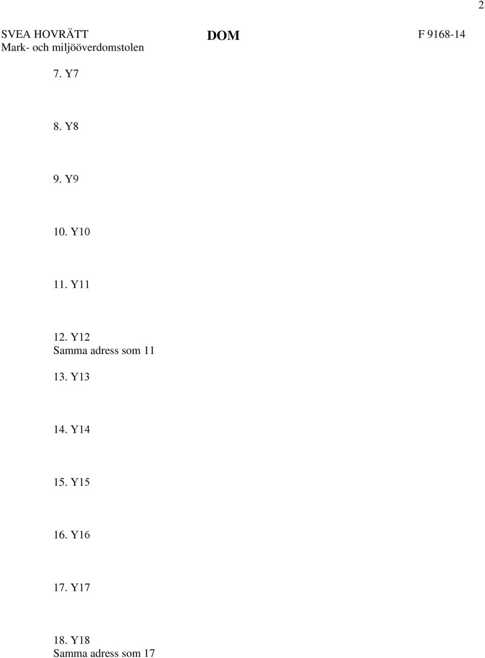 Y12 Samma adress som 11 13. Y13 14.