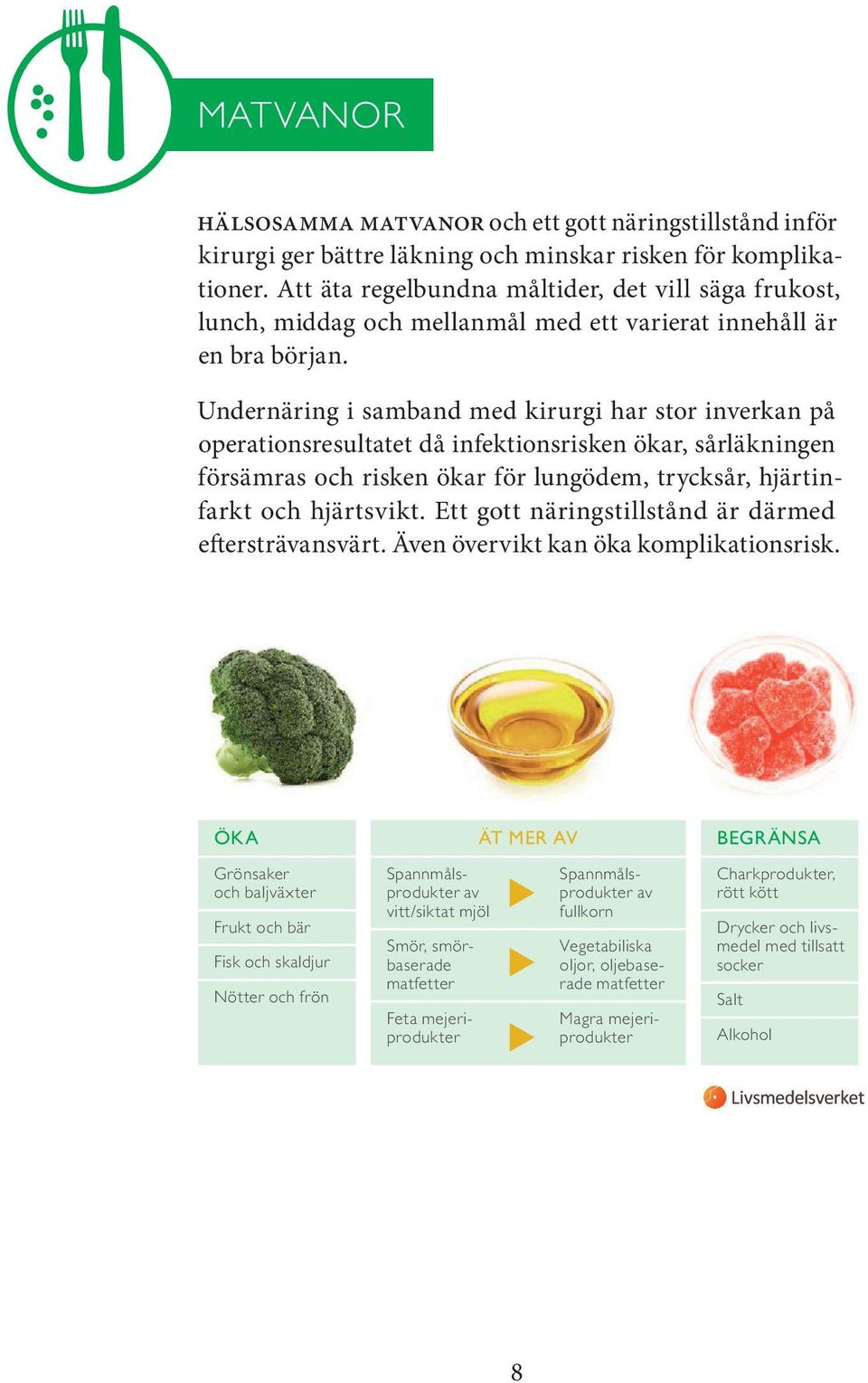 Undernäring i samband med kirurgi har stor inverkan på operationsresultatet då infektionsrisken ökar, sårläkningen försämras och risken ökar för lungödem, trycksår, hjärtinfarkt och hjärtsvikt.