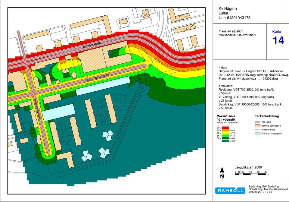 dwg, terräng: HAGHOJ.dwg, Planerad sit: kv hägern-nya... 101206.dwg 5 Trafikdata: Resideng, VDT 0-30, 0% tung trafik, v 35km/h V.