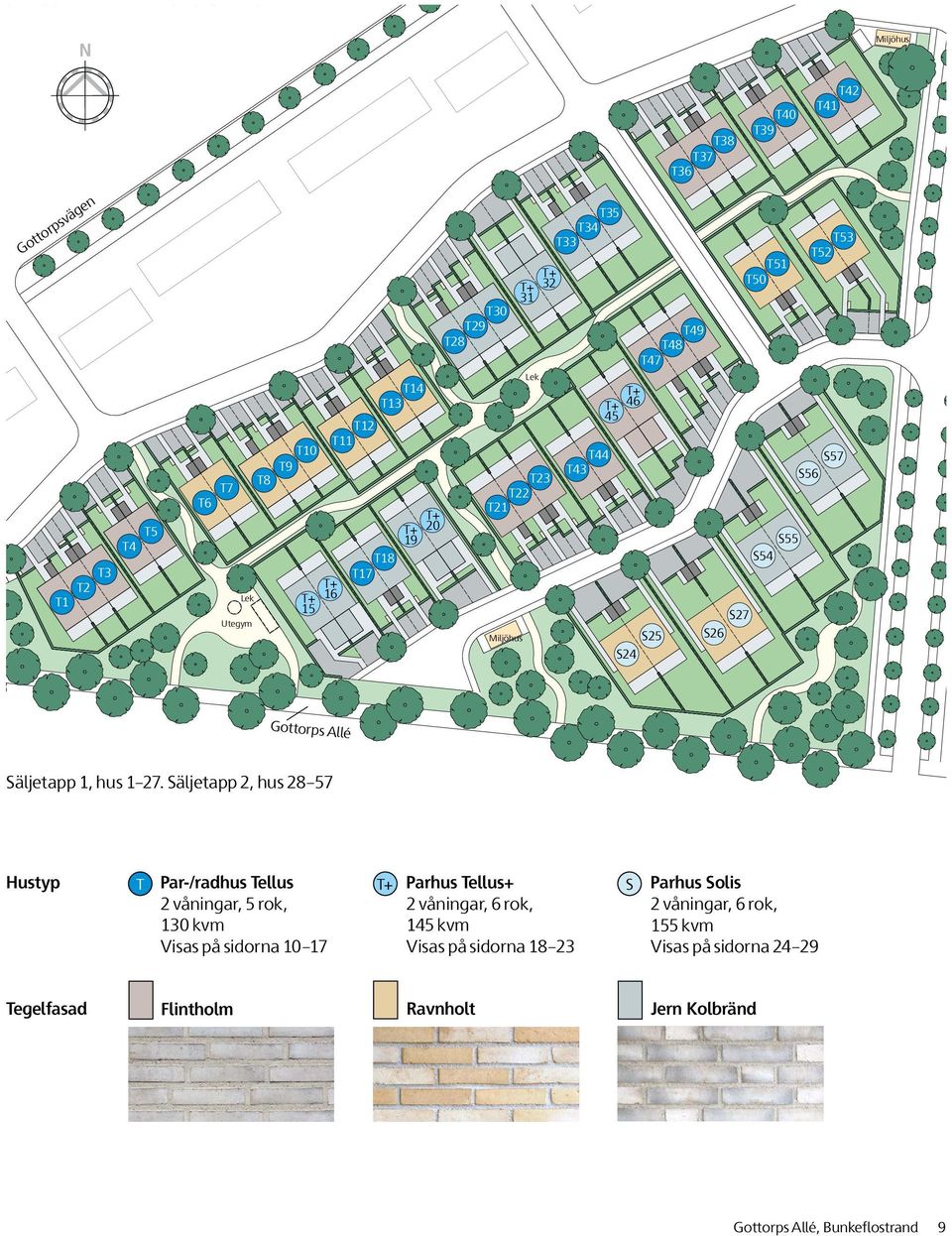 1 27. Säljetapp 2, hus 28 57 Hustyp T Par-/radhus Tellus 2 våningar, 5 rok, 130 kvm Visas på sidorna 10 17 T+ Parhus Tellus+ 2 våningar, 6 rok, 145 kvm