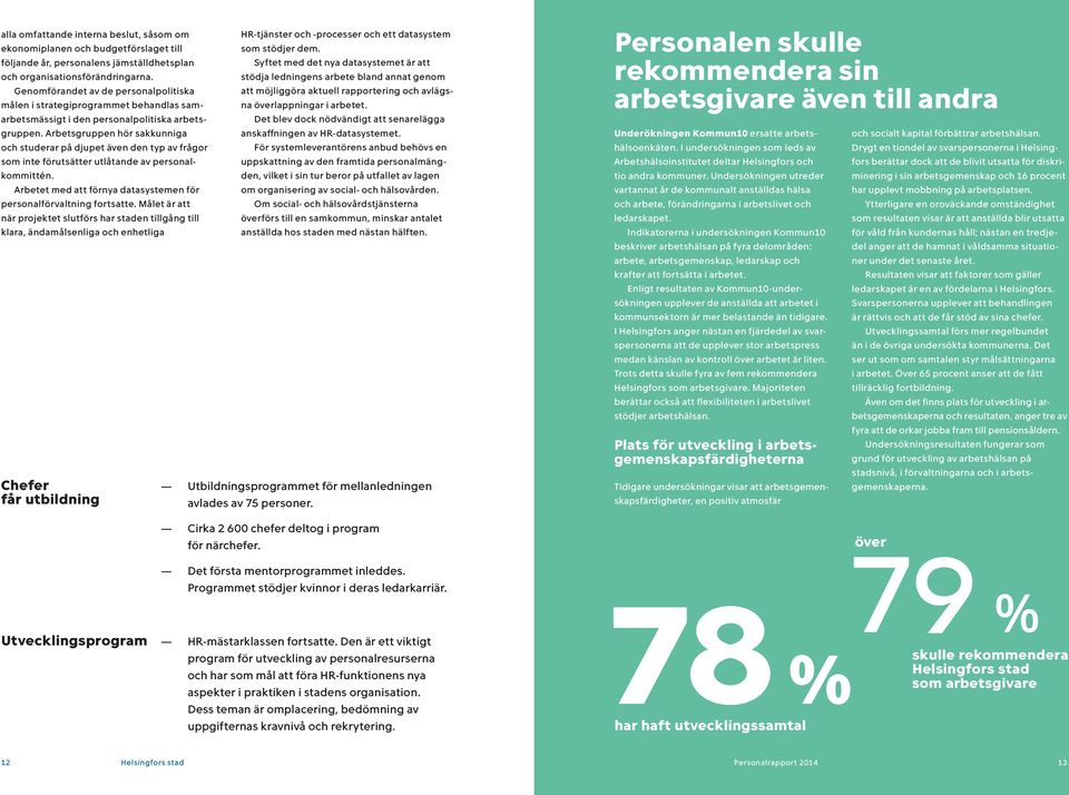 Arbetsgruppen hör sakkunniga och studerar på djupet även den typ av frågor som inte förutsätter utlåtande av personalkommittén. Arbetet med att förnya datasystemen för personalförvaltning fortsatte.