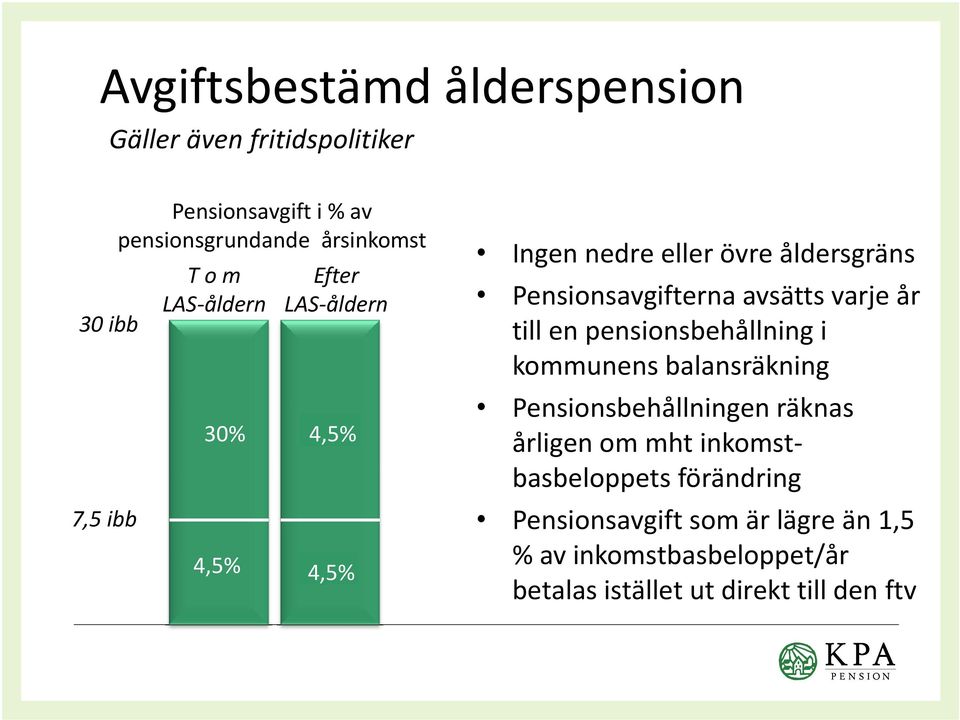 avsätts varje år till en pensionsbehållning i kommunens balansräkning Pensionsbehållningen räknas årligen om mht