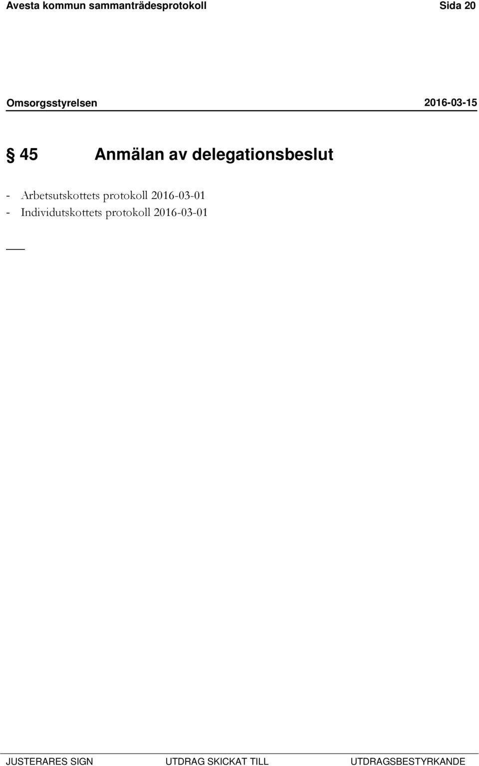 delegationsbeslut - Arbetsutskottets