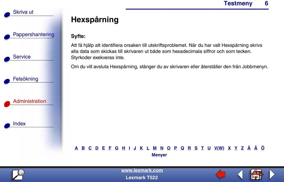 både som hexadecimala siffror och som tecken. Styrkoder exekveras inte.