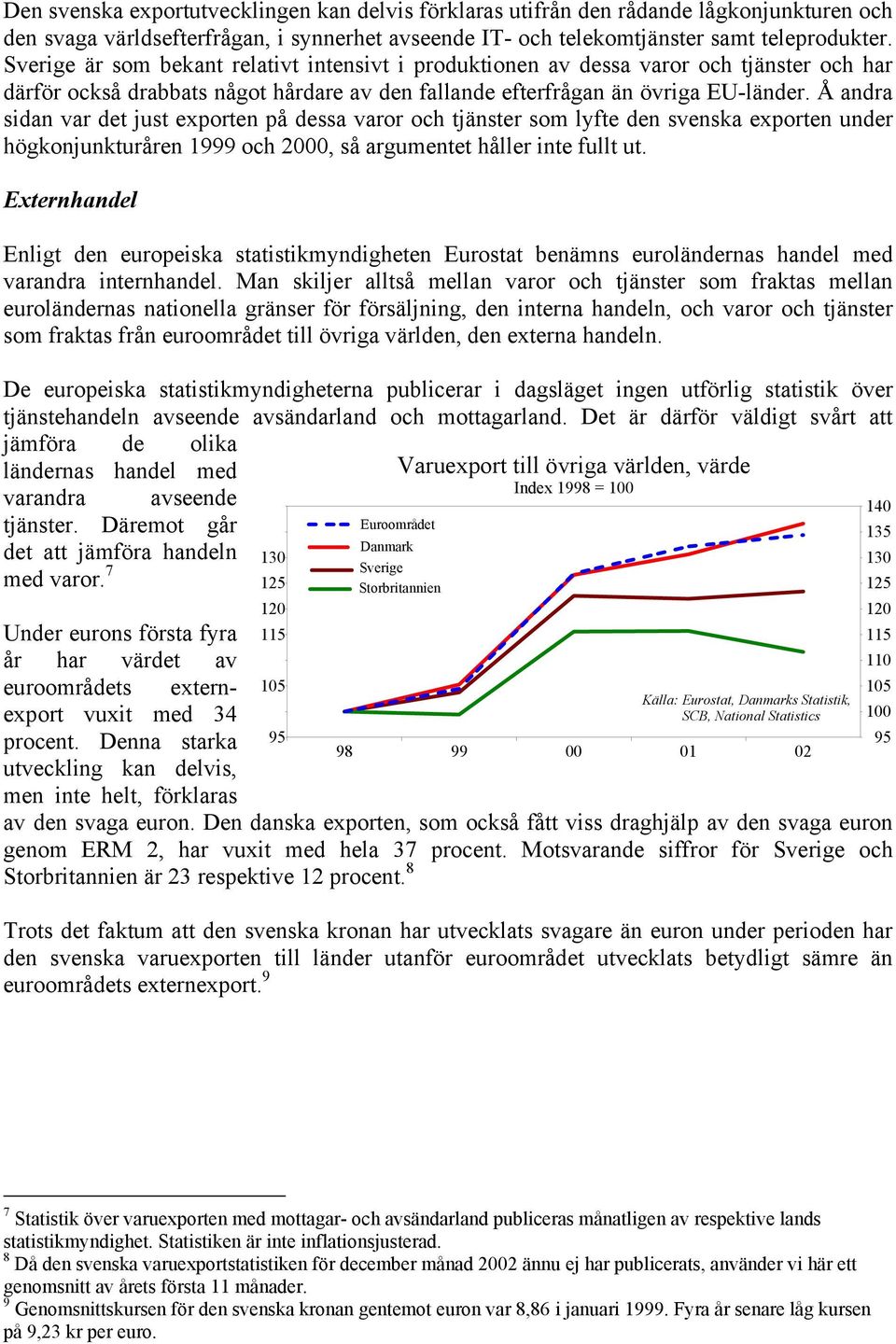 Å andra sidan var det just exporten på dessa varor och tjänster som lyfte den svenska exporten under högkonjunkturåren 1999 och 2000, så argumentet håller inte fullt ut.