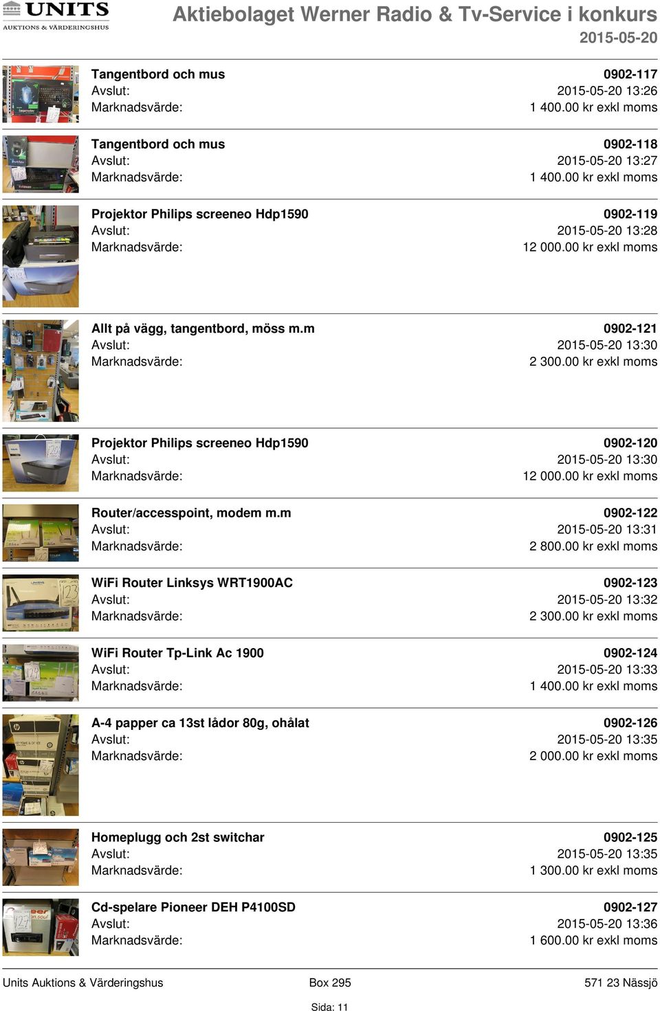 00 kr exkl moms Projektor Philips screeneo Hdp1590 0902-120 Avslut: 13:30 1 Router/accesspoint, modem m.