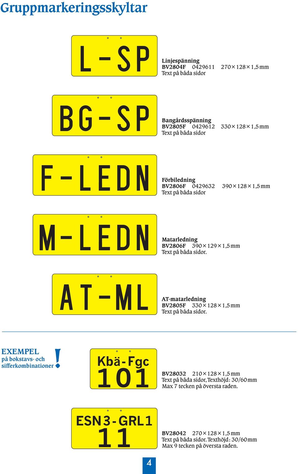 AT-matarledning BV2805F 330¾128¾1,5mm Text pô bôda sidor. EXEMPEL pô bokstavs- och si erkombinationer!