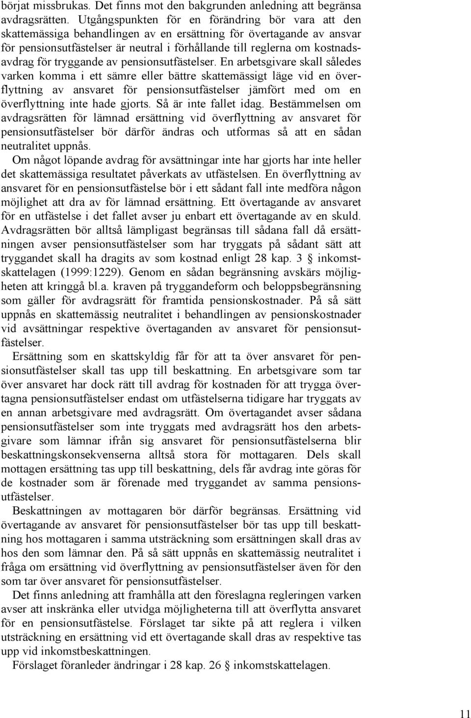 kostnadsavdrag för tryggande av pensionsutfästelser.