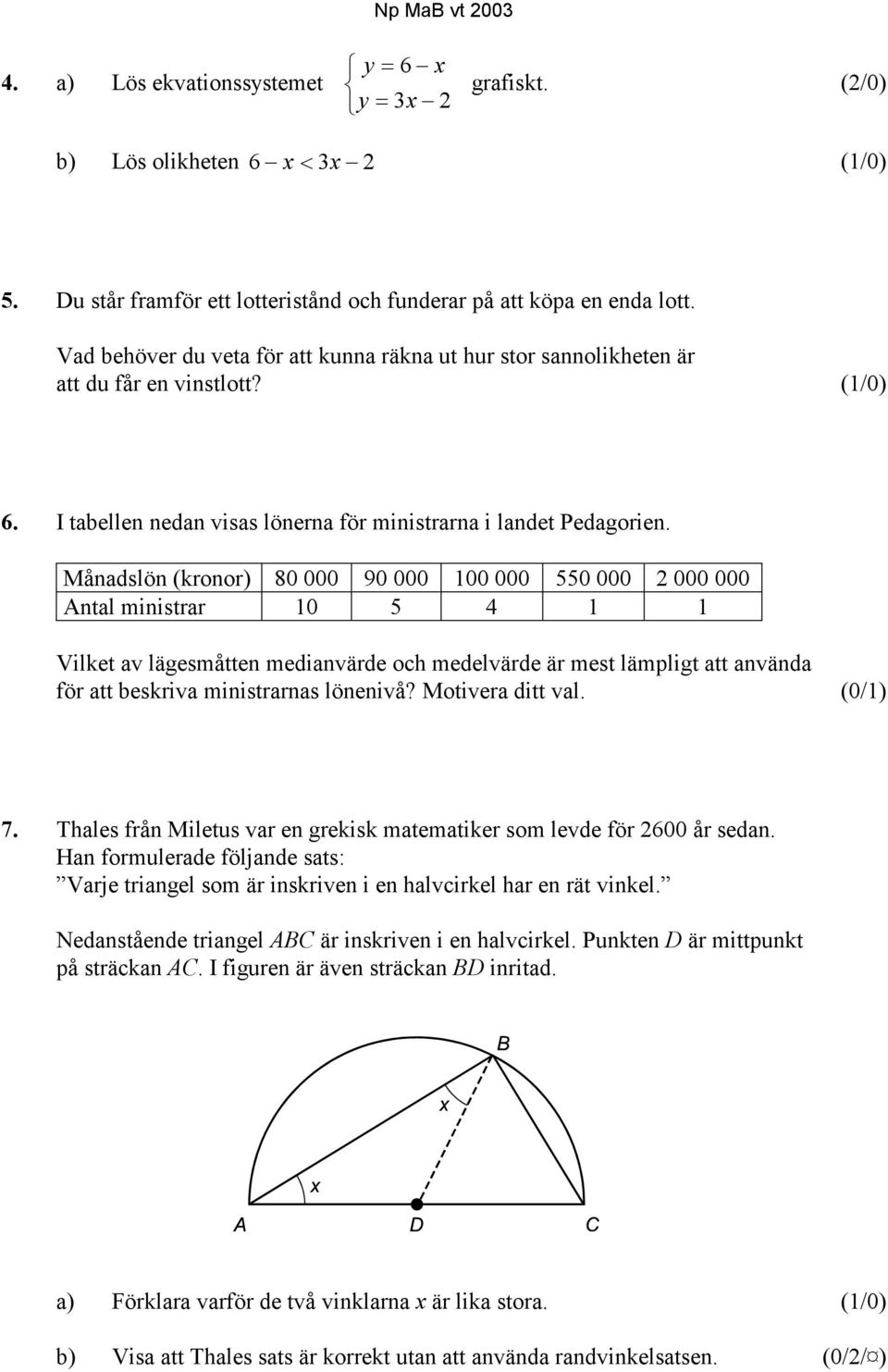 Månadslön (kronor) 80 000 90 000 100 000 550 000 000 000 Antal ministrar 10 5 4 1 1 Vilket av lägesmåtten medianvärde och medelvärde är mest lämpligt att använda för att beskriva ministrarnas