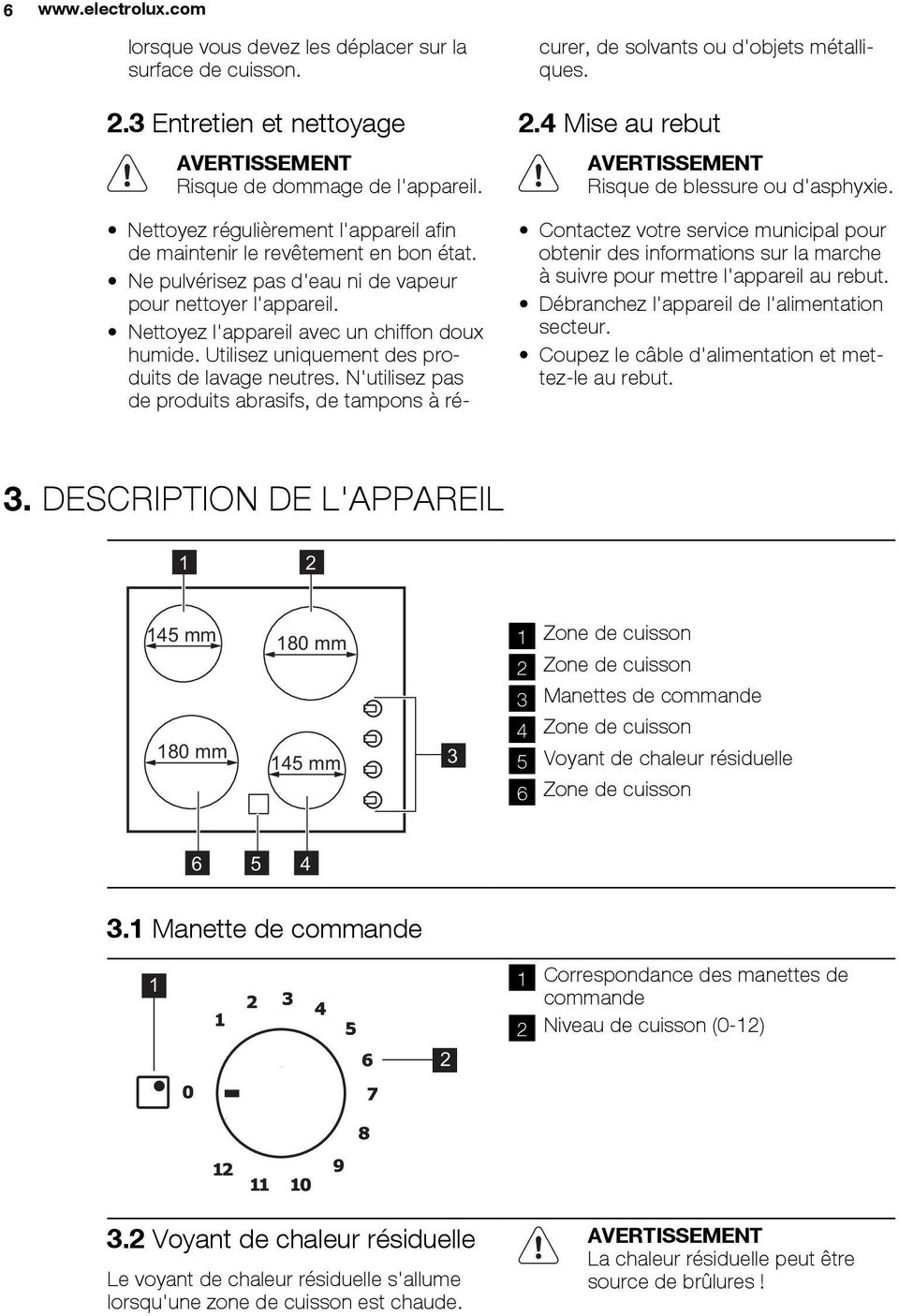 Utilisez uniquement des produits de lavage neutres. N'utilisez pas de produits abrasifs, de tampons à récurer, de solvants ou d'objets métalliques. 2.