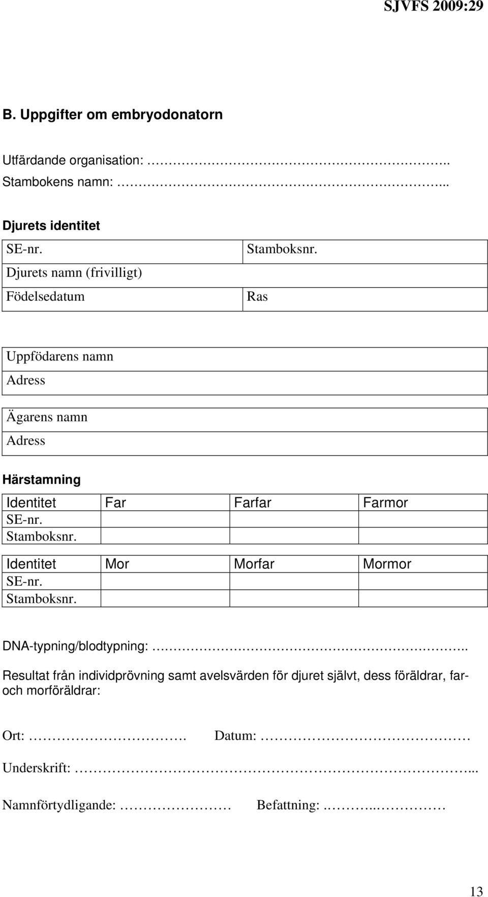 Identitet Far Farfar Farmor Identitet Mor Morfar Mormor DNA-typning/blodtypning:.