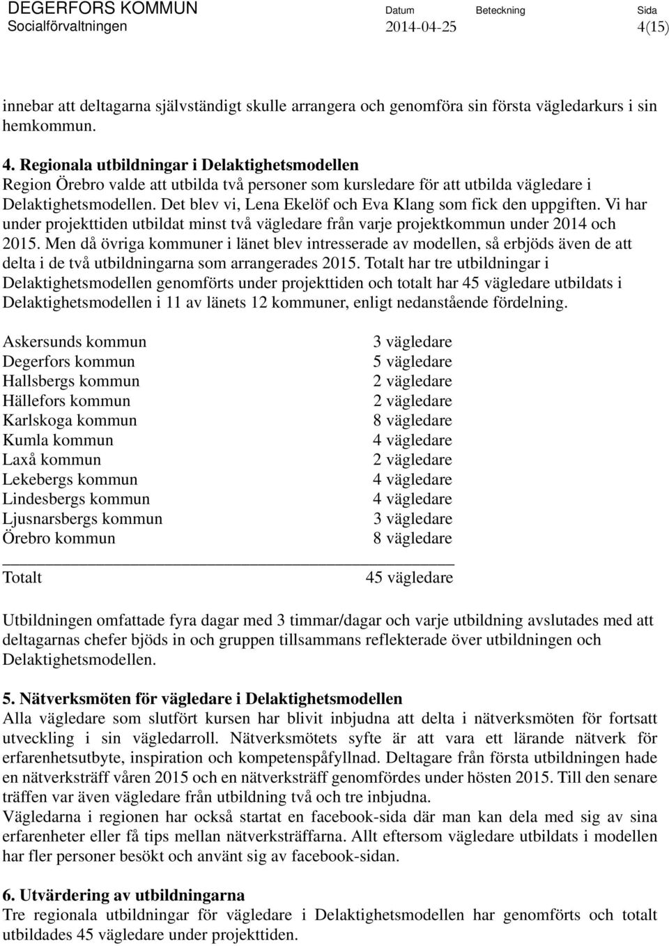 Men då övriga kommuner i länet blev intresserade av modellen, så erbjöds även de att delta i de två utbildningarna som arrangerades 2015.