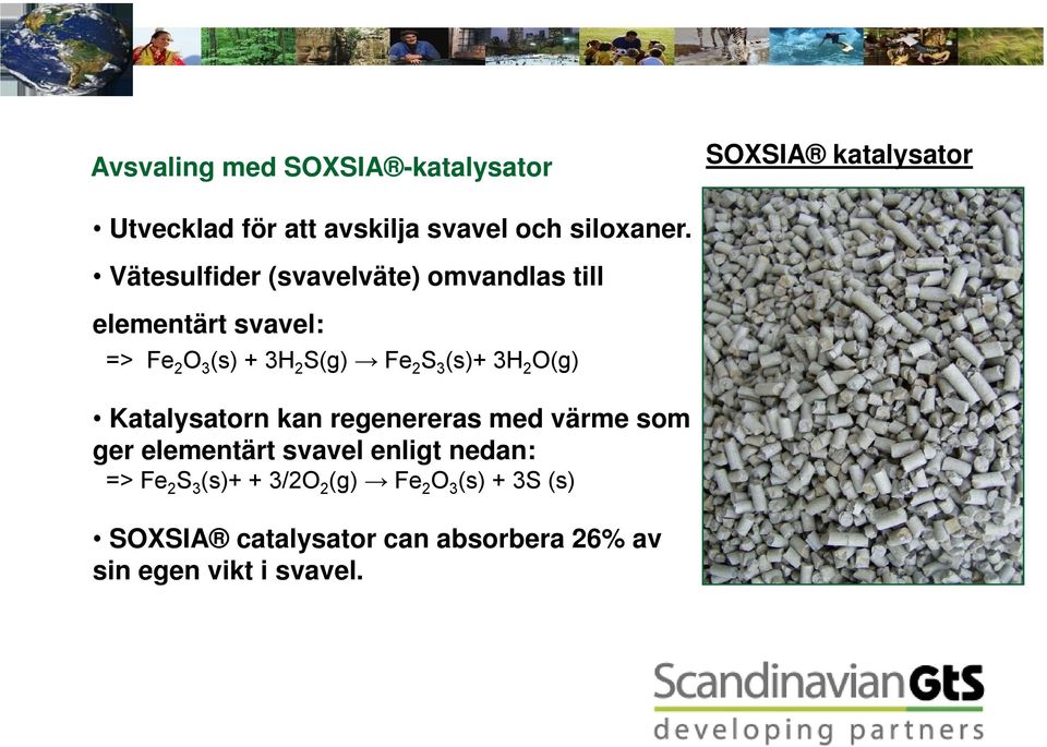 (s)+ 3H 2 O(g) Katalysatorn kan regenereras med värme som ger elementärt svavel enligt nedan: => Fe 2