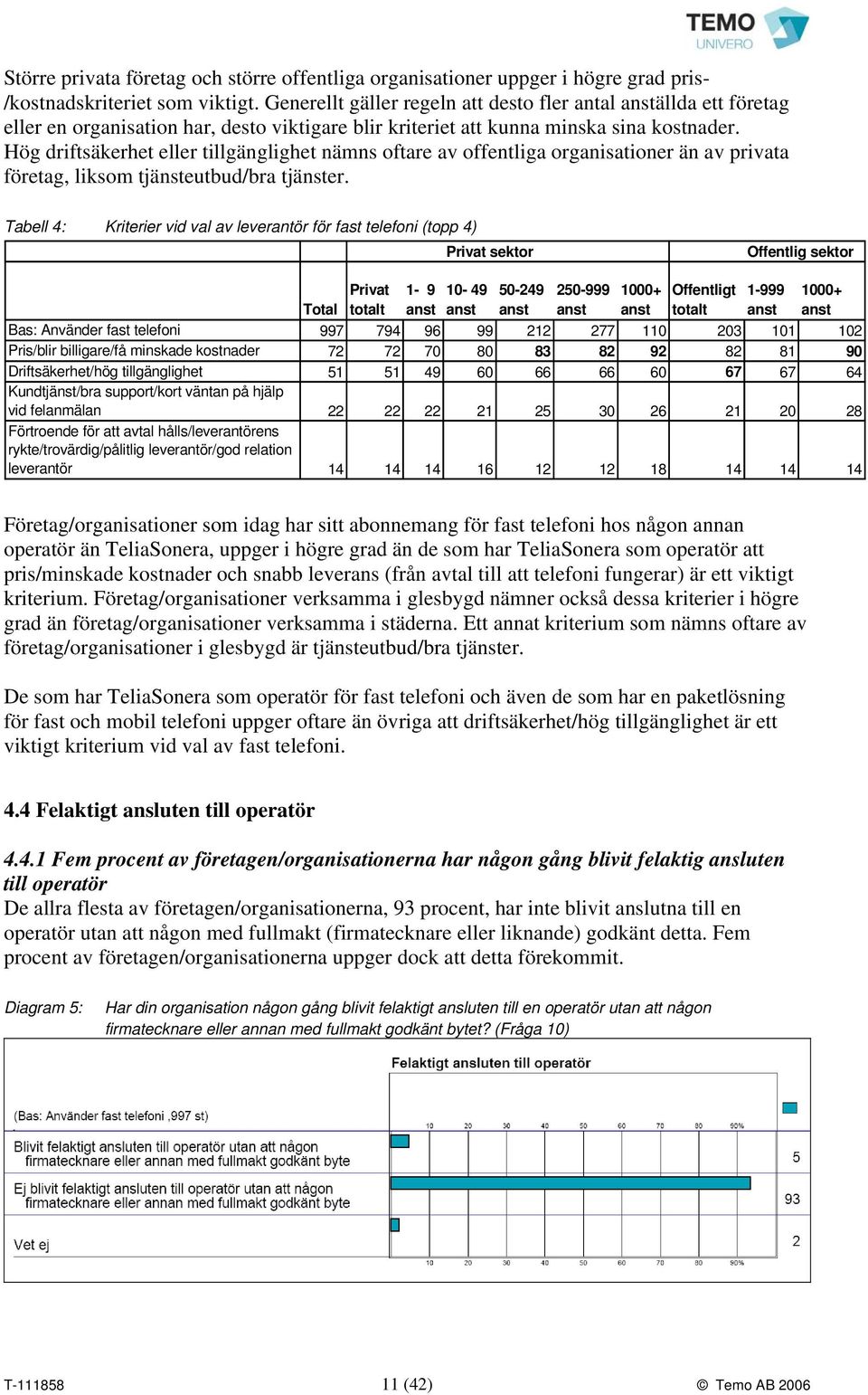 Hög driftsäkerhet eller tillgänglighet nämns oftare av offentliga organisationer än av privata företag, liksom tjänsteutbud/bra tjänster.