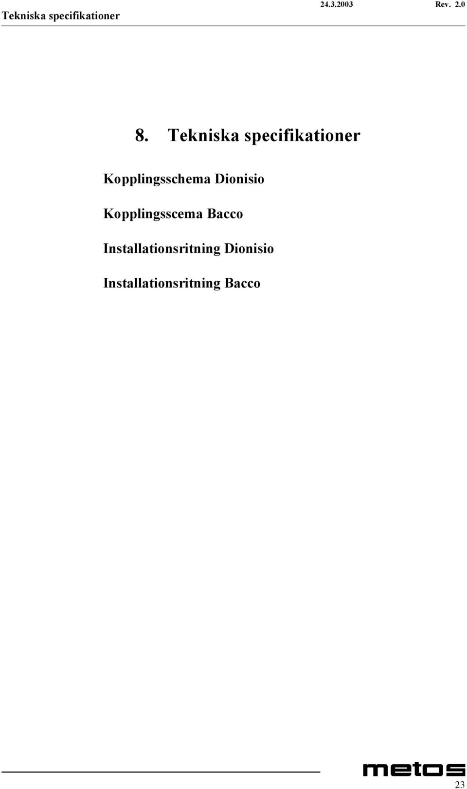 Kopplingsschema Dionisio Kopplingsscema