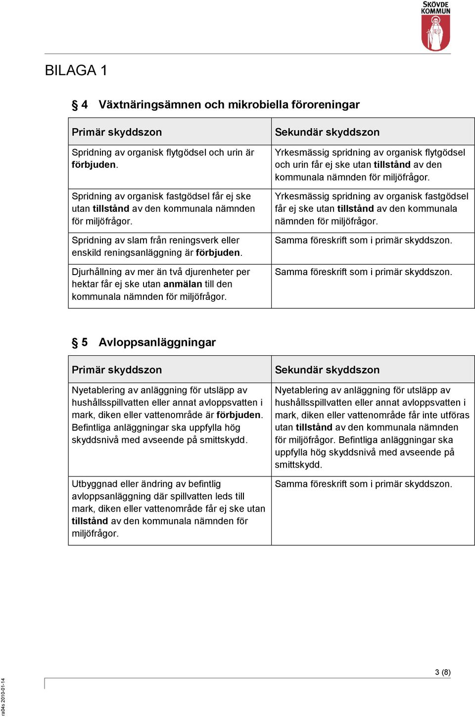 Djurhållning av mer än två djurenheter per hektar får ej ske utan anmälan till den Yrkesmässig spridning av organisk flytgödsel och urin får ej ske utan tillstånd av den Yrkesmässig spridning av