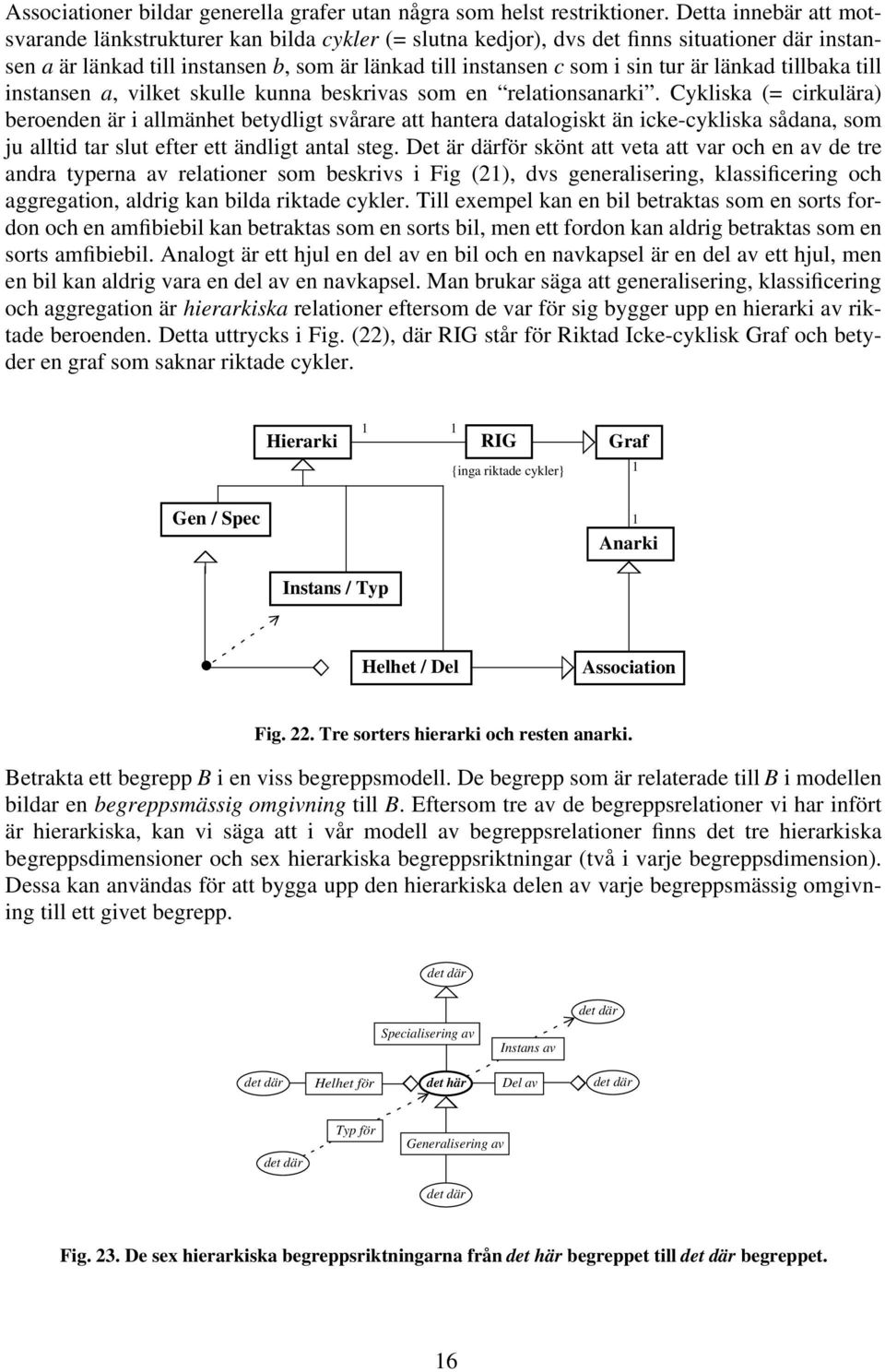 länkad tillbaka till instansen a, vilket skulle kunna beskrivas som en relationsanarki.