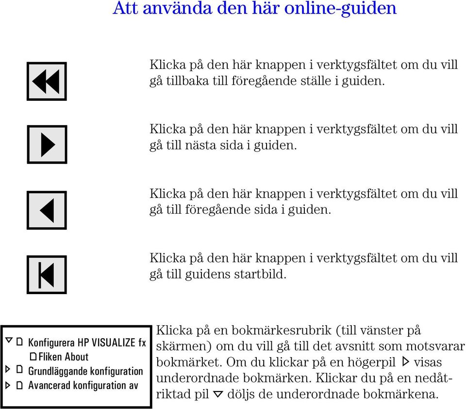 Klicka på den här knappen i verktygsfältet om du vill gå till guidens startbild.