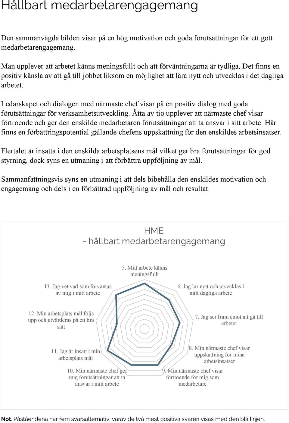 Ledarskapet och dialogen med närmaste chef visar på en positiv dialog med goda förutsättningar för verksamhetsutveckling.