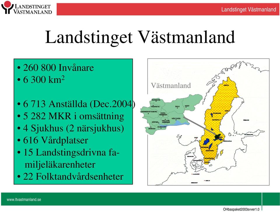 2004) 5 282 MKR i omsättning 4 Sjukhus (2 närsjukhus) 616