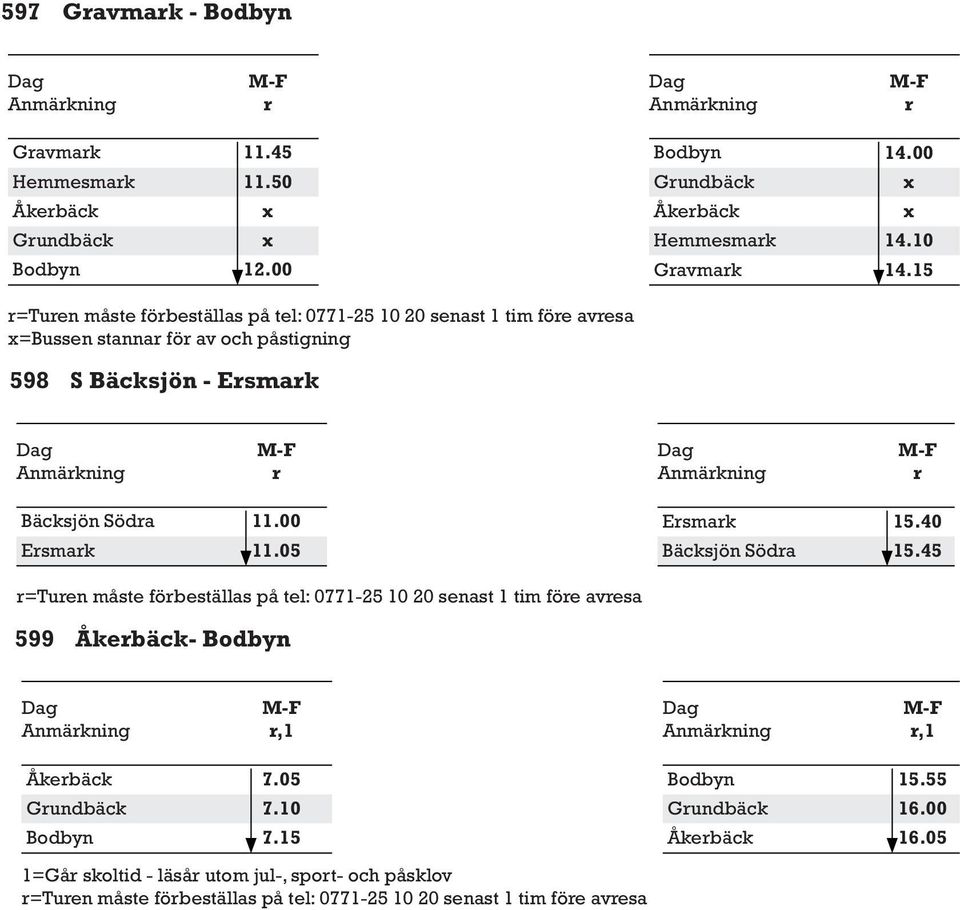 00 11.05 Esmak Bäcksjön Söda 15.40 15.