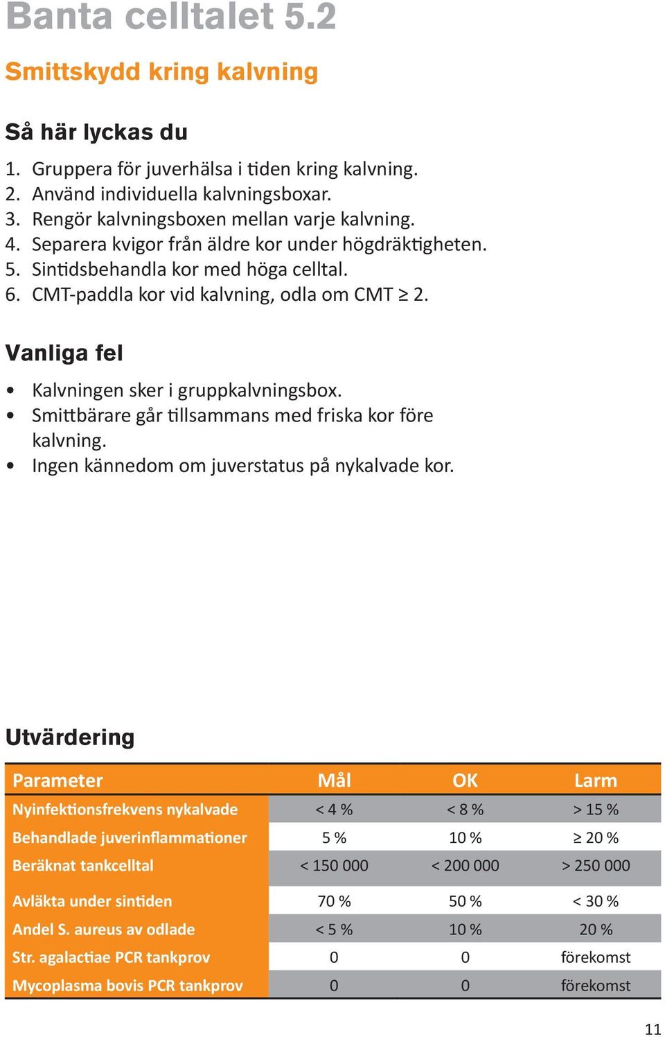 Smittbärare går tillsammans med friska kor före kalvning. Ingen kännedom om juverstatus på nykalvade kor.