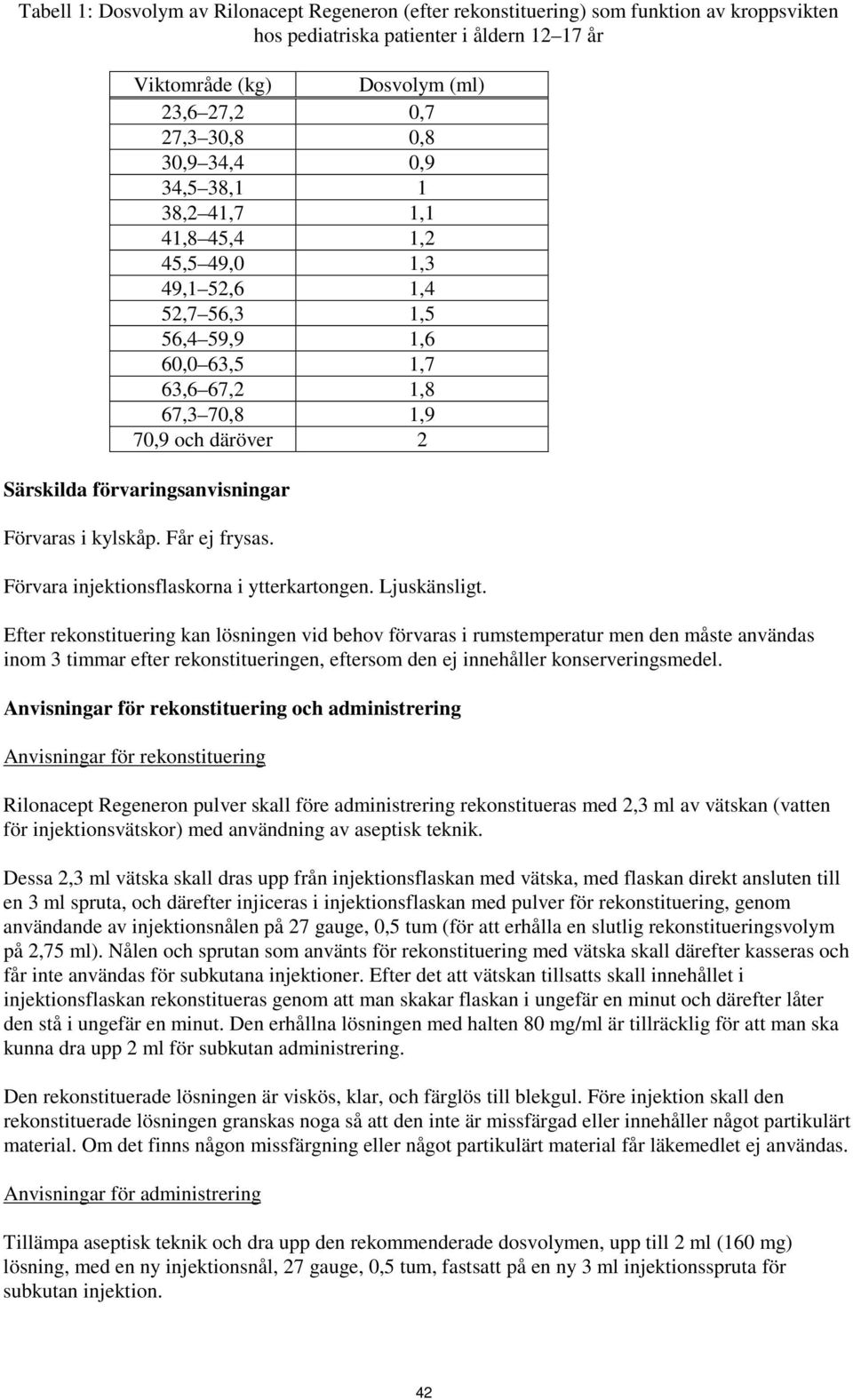 förvaringsanvisningar Förvaras i kylskåp. Får ej frysas. Förvara injektionsflaskorna i ytterkartongen. Ljuskänsligt.