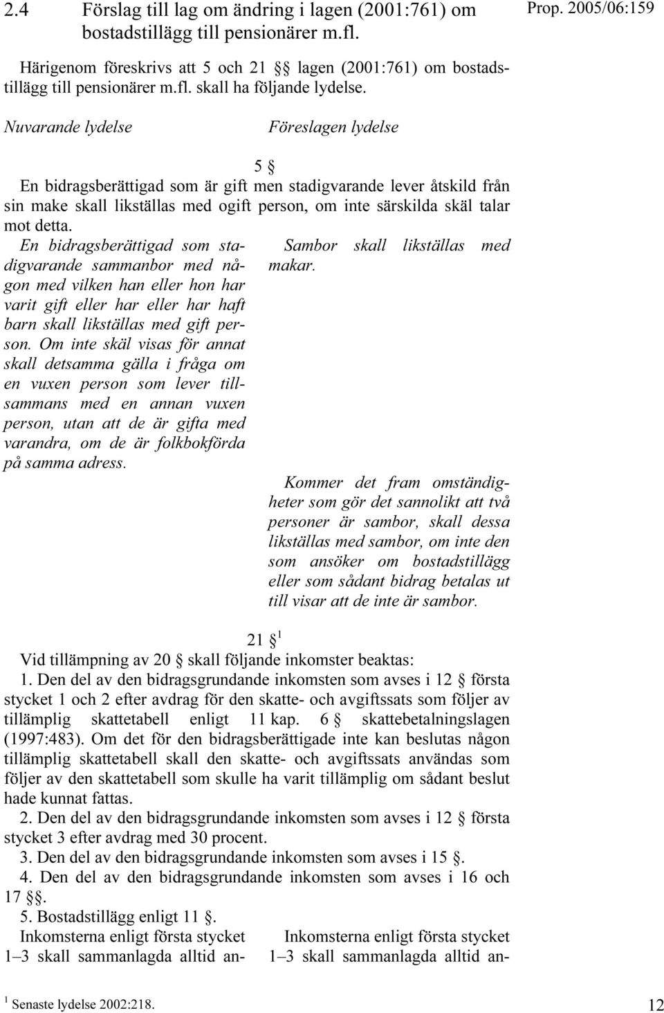 En bidragsberättigad som stadigvarande sammanbor med någon med vilken han eller hon har varit gift eller har eller har haft barn skall likställas med gift person.