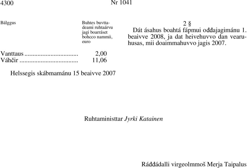 beaivve 2008, ja dat heivehuvvo dan vearuhusas, mii doaimmahuvvo jagis 2007.