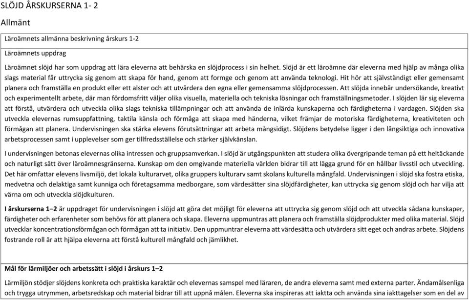 Hit hör att självständigt eller gemensamt planera och framställa en produkt eller ett alster och att utvärdera den egna eller gemensamma slöjdprocessen.