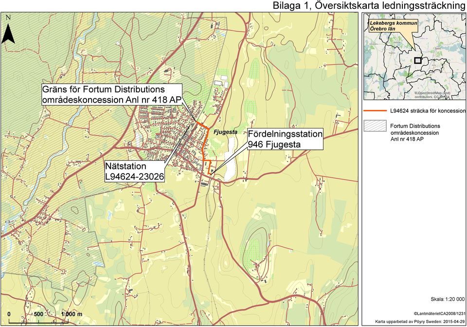 Fjugesta Fördelningsstation 946 Fjugesta Fortum Distributions områdeskoncession Anl nr 418 AP Nätstation