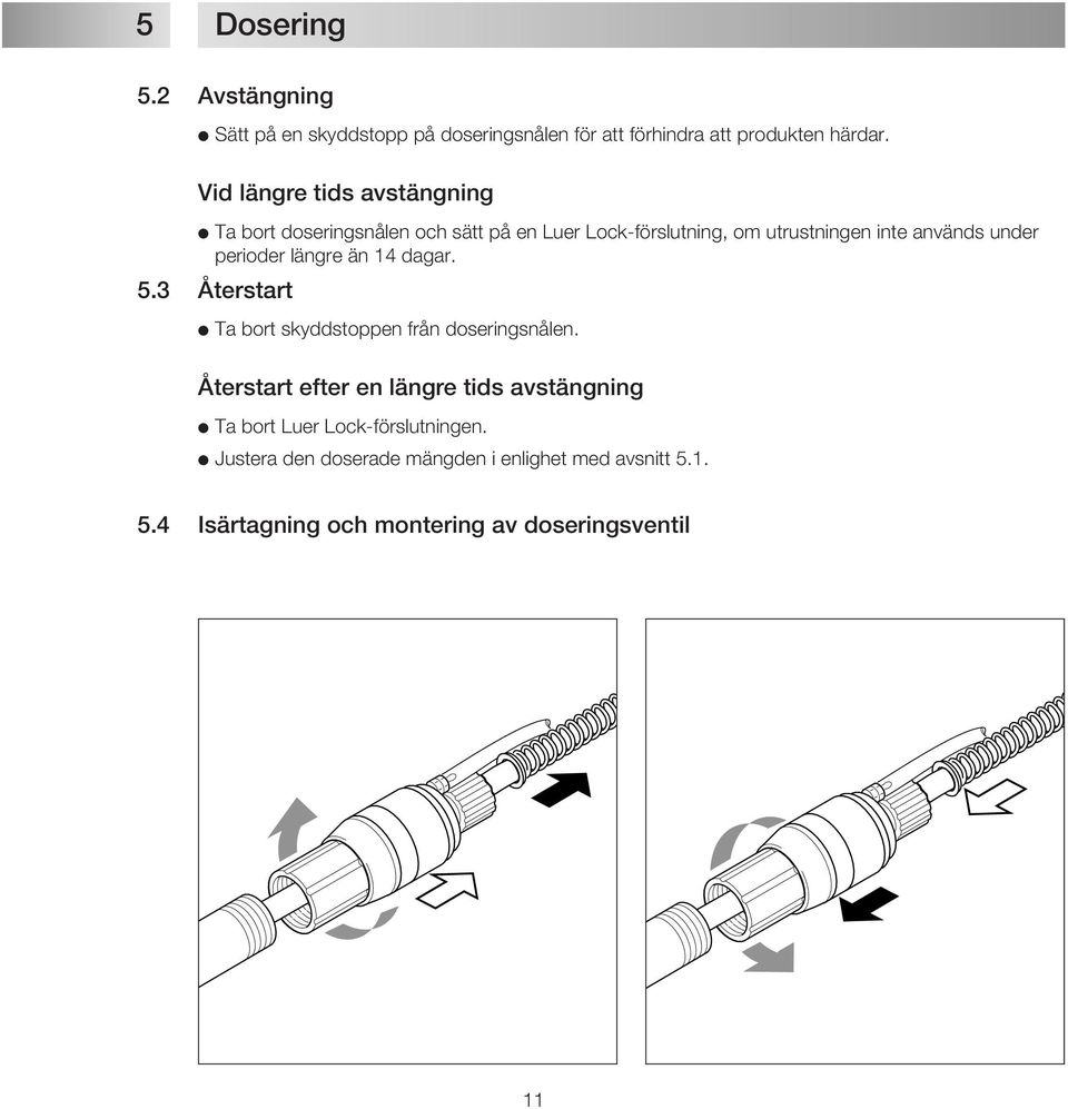 perioder längre än 14 dagar. 5.3 Återstart Ta bort skyddstoppen från doseringsnålen.