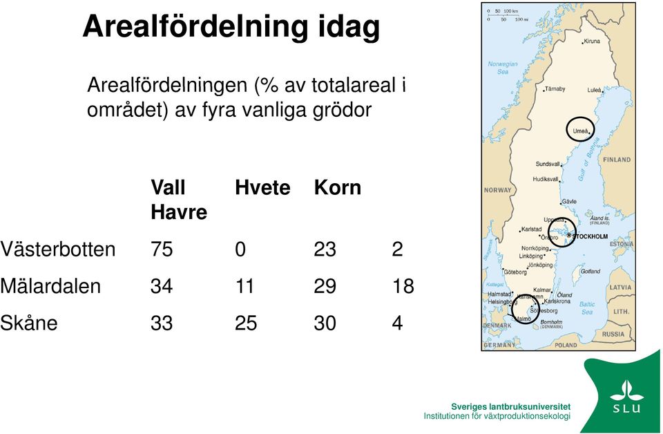 Västerbotten 75 0 23 2 Mälardalen 34 11 29 18 Skåne 33 25 30