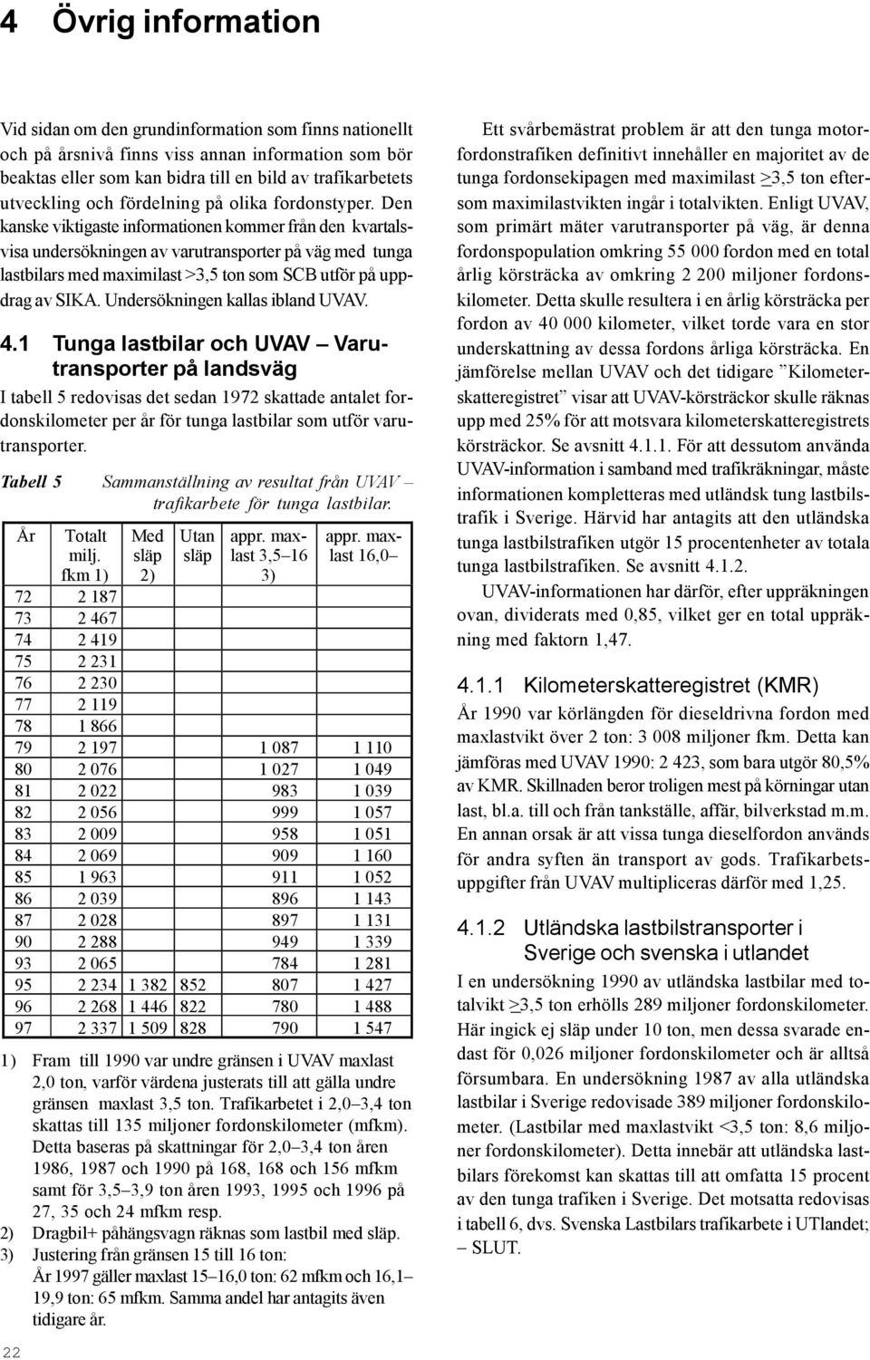 Den kanske viktigaste informationen kommer från den kvartalsvisa undersökningen av varutransporter på väg med tunga lastbilars med maximilast >3,5 ton som SCB utför på uppdrag av SIKA.